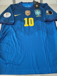 Camiseta Nike Brasil Suplente Azul #10 Neymar JR. 2020 2021 Parches Copa América - comprar online