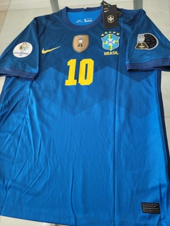 Camiseta Nike Brasil Suplente Azul #10 Neymar JR. 2020 2021 Parches Copa América en internet