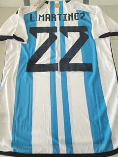 Camiseta adidas Argentina HeatRdy Titular Parche Campeon Lautaro Martinez #22 2022 2023 3 Estrellas - Roda Indumentaria