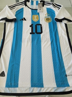 Camiseta adidas Argentina HeatRdy Titular Parche Campeon Messi 10 2022 2023 3 Estrellas