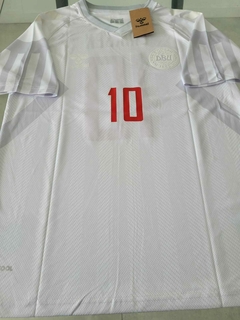 Camiseta Hummel Dinamarca Blanca Eriksen 10 2022 2023 Qatar