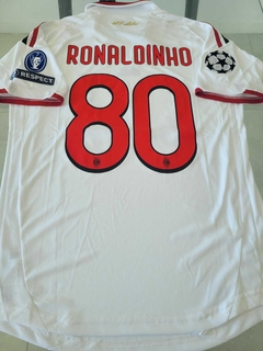 Camiseta adidas Milan Retro Suplente Blanca Ronaldinho #80 2009 2010 UCL