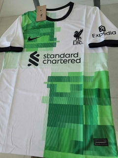 Camiseta Nike Liverpool Suplente Blanca y Verde Mac Allister 10 2023 2024 en internet