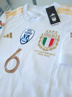 Camiseta adidas Italia Suplente Blanca 125 Aniversario Verratti 6 2023 - Roda Indumentaria