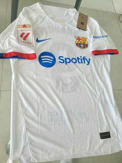 Camiseta Nike Barcelona Vaporknit Suplente Blanca Lewandowski 9 2023 2024 Match - Roda Indumentaria