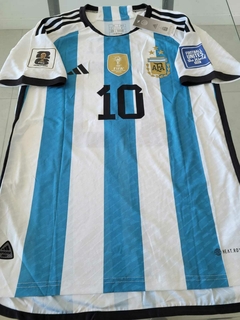 Camiseta adidas Argentina HeatRdy Titular Parche Campeon Messi 10 2022 2023 3 Estrellas + Eliminatorias