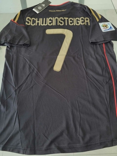 Camiseta adidas Alemania Retro Suplente Negra Schweinsteiger 7 2010 Parches Mundial