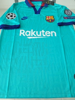 Camiseta Nike Barcelona Retro Celeste 2019 2020 Parches UCL