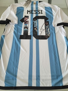 Camiseta adidas Argentina Titular Messi 10 Fotos 2022 2023 3 Estrellas Parche Campeon Qatar