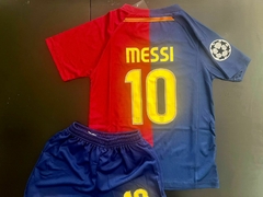 Kit Niño Camiseta + Short Nike Retro Barcelona Titular Messi 10 2008 2009 - tienda online