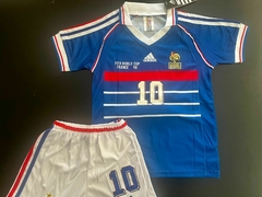 Kit Niño Camiseta + Short Adidas Retro Francia Titular Zidane 10 1998 - comprar online