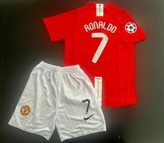 Kit Niño Camiseta + Short Nike Retro Manchester United Titular Ronaldo 7 2007 2008