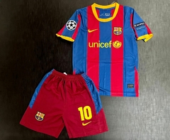Kit Niño Camiseta + Short Nike Retro Barcelona Titular Messi 10 2010 2011 en internet