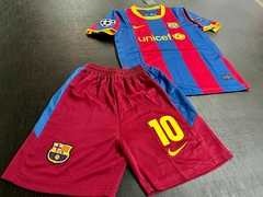 Kit Niño Camiseta + Short Nike Retro Barcelona Titular Messi 10 2010 2011 - Roda Indumentaria