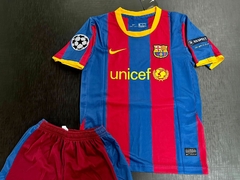 Kit Niño Camiseta + Short Nike Retro Barcelona Titular Messi 10 2010 2011 - tienda online