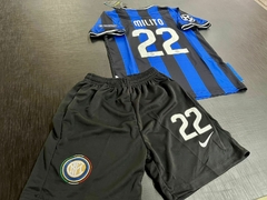 Kit Niño Camiseta + Short Nike Retro Inter Titular Milito 22 2009 2010 - Roda Indumentaria