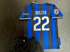 Kit Niño Camiseta + Short Nike Retro Inter Titular Milito 22 2009 2010