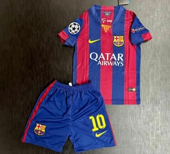 Kit Niño Camiseta + Short Nike Retro Barcelona Titular Messi 10 2014 2015 - comprar online