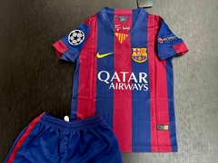 Kit Niño Camiseta + Short Nike Retro Barcelona Titular Messi 10 2014 2015 - Roda Indumentaria