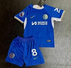 Kit Niño Camiseta + Short Chelsea Titular Enzo Fernandez 2023 2024 - Roda Indumentaria