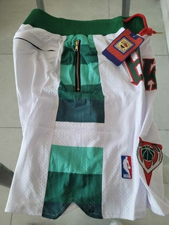 Short NBA Milwaukee Bucks Blanco y Verde Con Bolsillos Basquet - comprar online