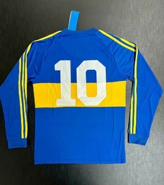 Camiseta Adidas Retro Boca Manga Larga Titular Maradona 10 1981