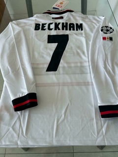 Camiseta Umbro Retro Manchester United Manga Larga Blanca Beckham 7 1997 1998 - Roda Indumentaria