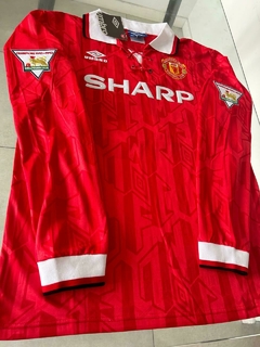 Camiseta Umbro Manchester United Manga Larga Retro Beckham #28 1993 1994 - Roda Indumentaria