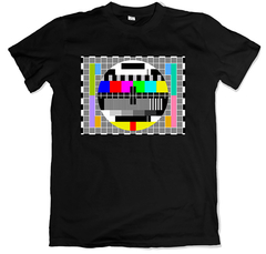 remera retro señal de ajuste televisión negra