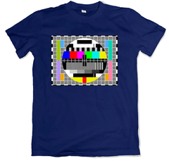 remera retro señal de ajuste televisión azul marino