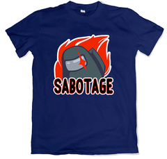 Remera videojuegos among us sabotage azul marino