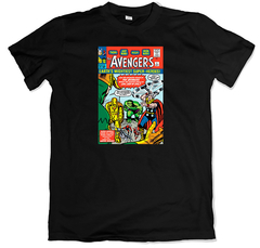 Remera cómics portadas clásicas avengers número 1 negra