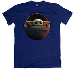 remera series star wars la guerra de las galaxias the mandalorian baby yoda the child azul marino