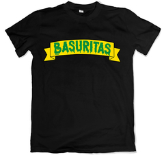 Remera retro figuritas basuritas negra