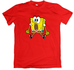 Remera dibujos animados nickelodeon bob esponja asombrado roja