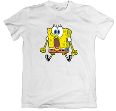 Remera dibujos animados nickelodeon bob esponja asombrado blanca