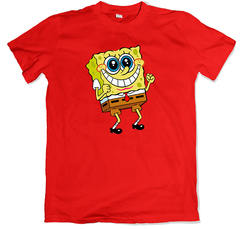 Remera dibujos animados nickelodeon bob esponja emocionado roja