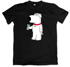 Remera dibujos animados family guy padre de familia brian negro