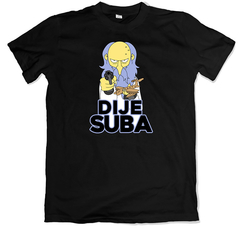 Remera los simpson burns dije suba cumbancha volante negra