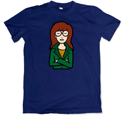 Remera dibujos animados retro mtv daria brazos cruzados azul marino