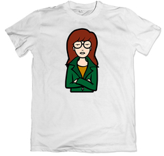 Remera dibujos animados retro mtv daria brazos cruzados blanca