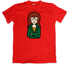 Remera dibujos animados retro mtv daria brazos cruzados roja