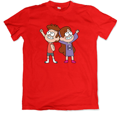 Remera dibujos animados gravity falls dipper y mabel roja