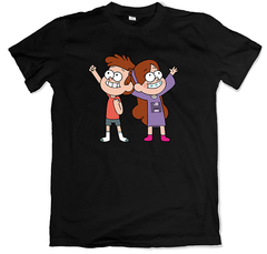 Remera dibujos animados gravity falls dipper y mabel negra