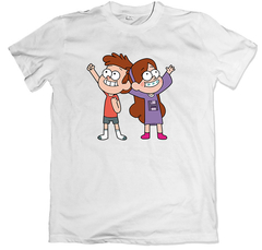 Remera dibujos animados gravity falls dipper y mabel blanco