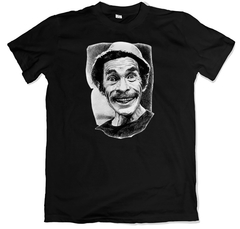 Remera series clásicas el chavo del 8 don ramón retrato negra