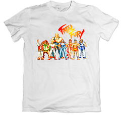 Remera videojuegos seleccion de jugador fatal fury blanco