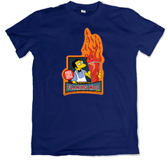 Remera los simpson flaming moe llamarada moe azul marino