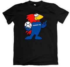 Remera retro mundial futbol francia 98 mascota footix negra