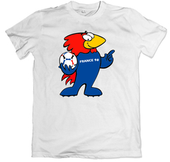 Remera retro mundial futbol francia 98 mascota footix blanca